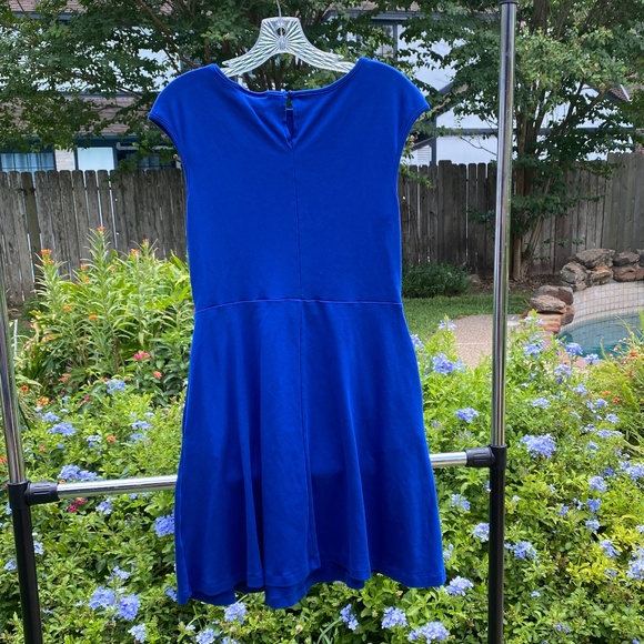 NY&Company M royal blue dress, pockets, fit-and-flare, button detail - Picture 2 of 7